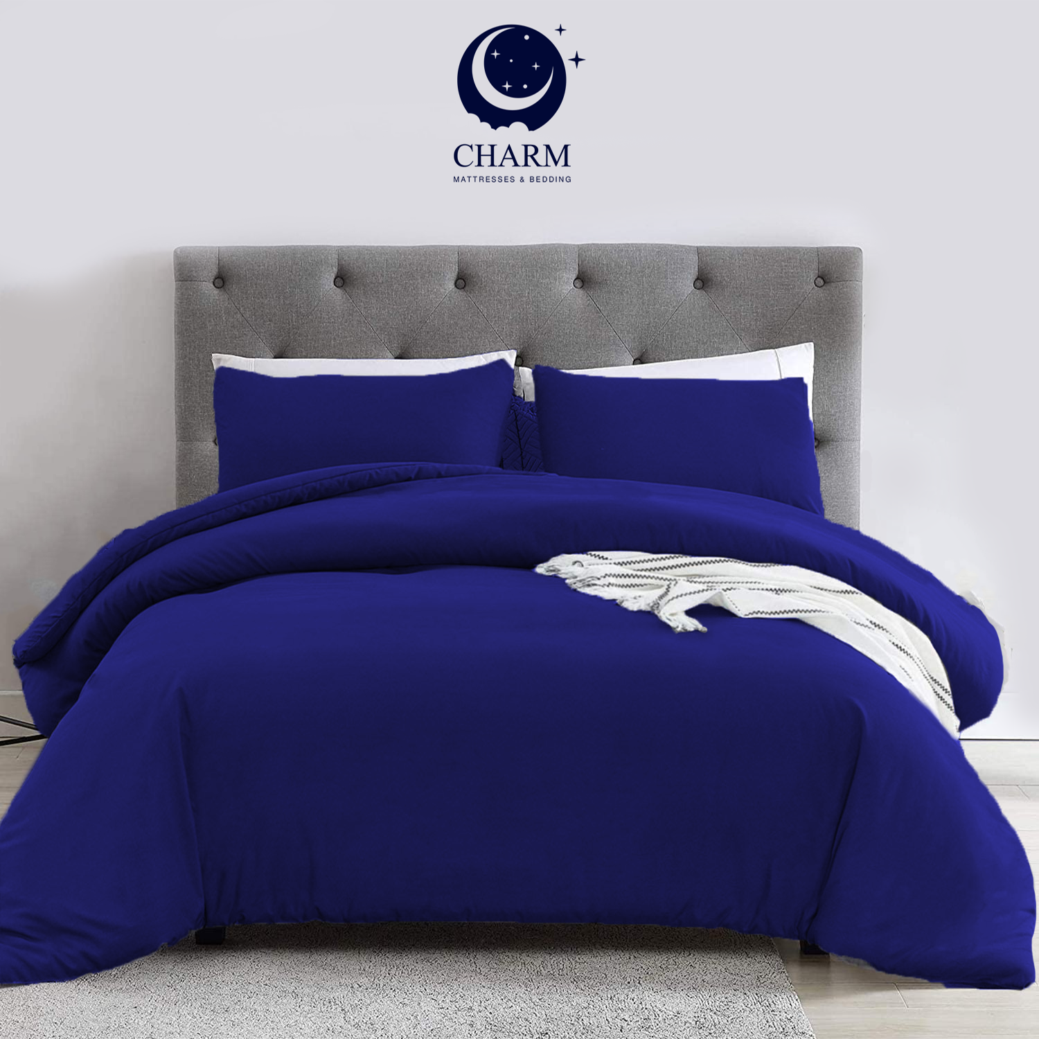 ชุดผ้าปูที่นอน 5 ฟุต Charm รุ่น คลาสสิค สีน้ำเงิน ไม่รวมผ้านวม_7